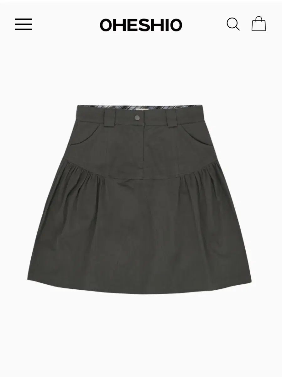 오헤시오 LOW SHIRRING MIDI SKIRT, KHAKI