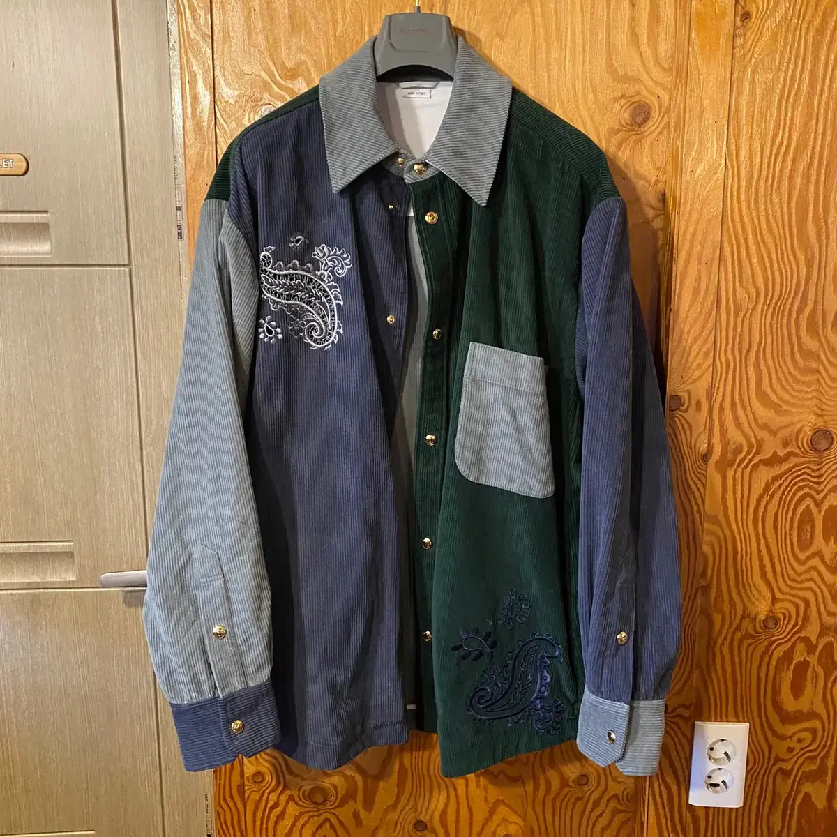 Thom Browne Funmix Corduroy Paisley Patch Shirt Jacket sell.