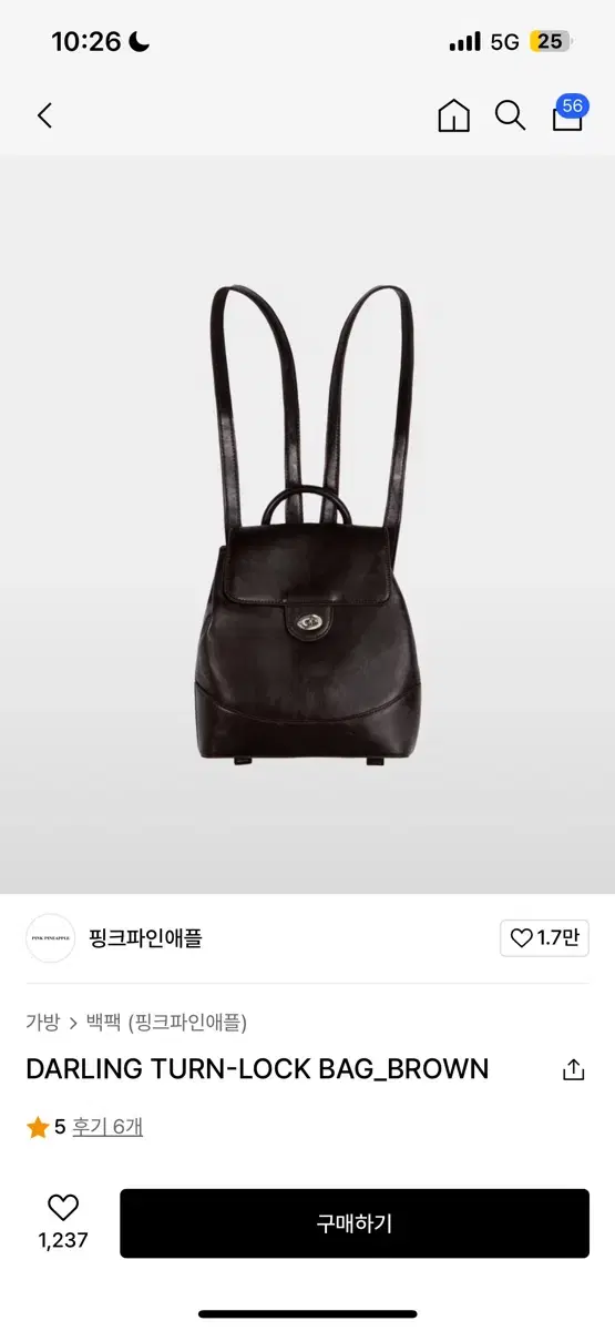 핑크파인애플 브라운 백팩