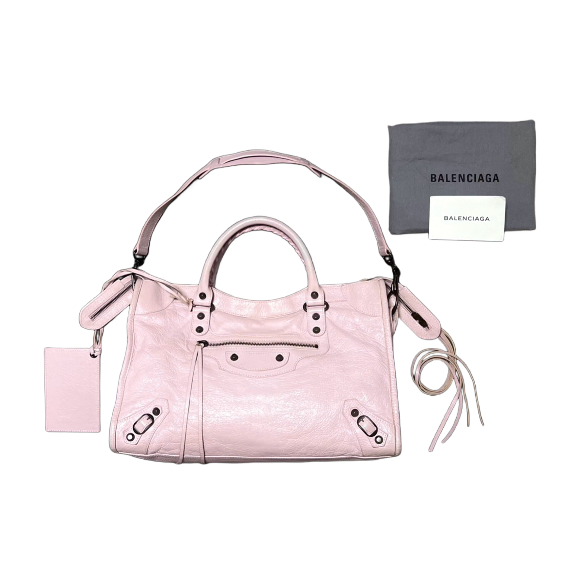 Balenciaga Light Pink Classic City Bag Motorbag Strawberry E:u.le City Medium E:u