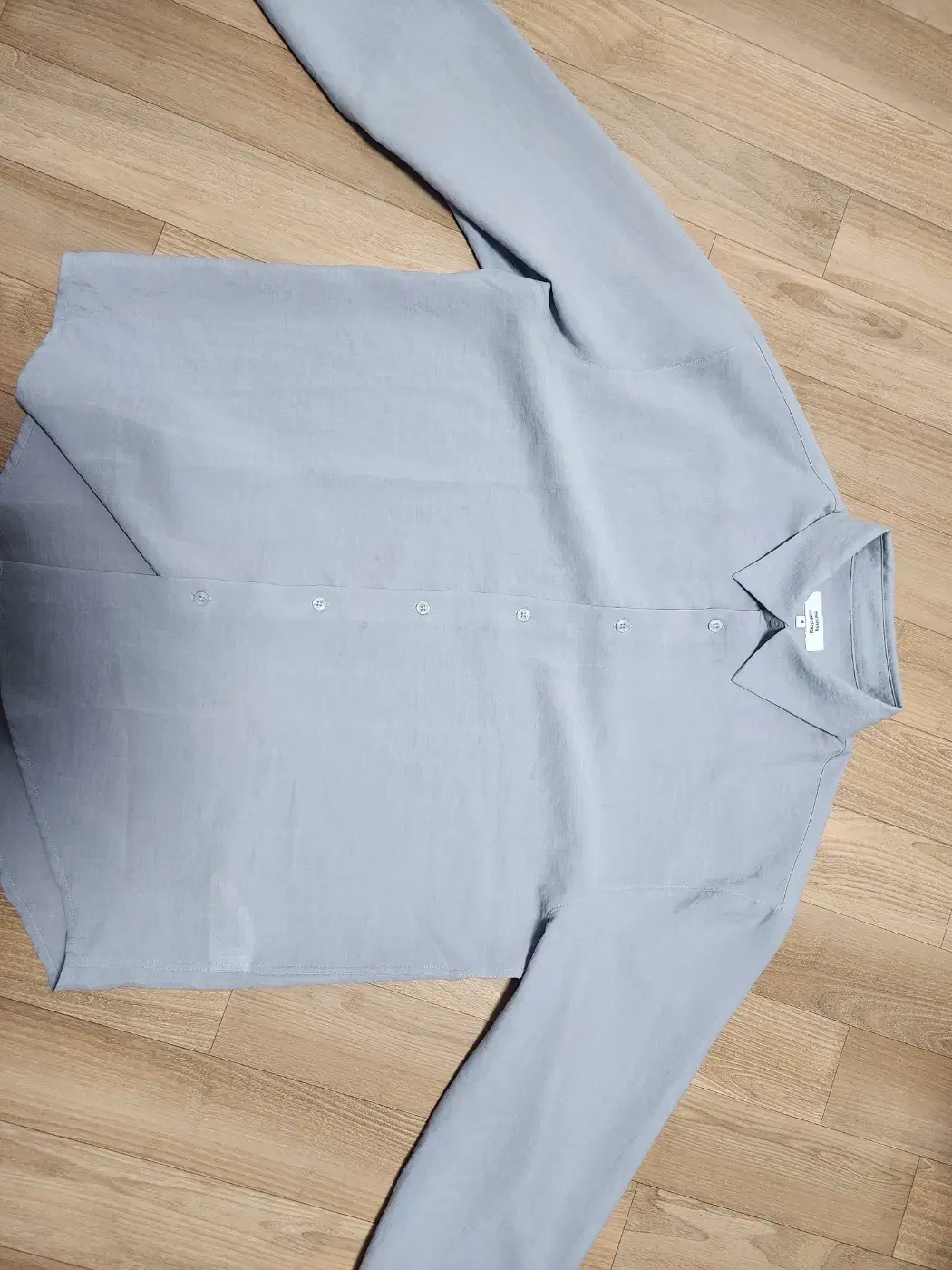 Plain Linen Like Shirt M Mint Gray