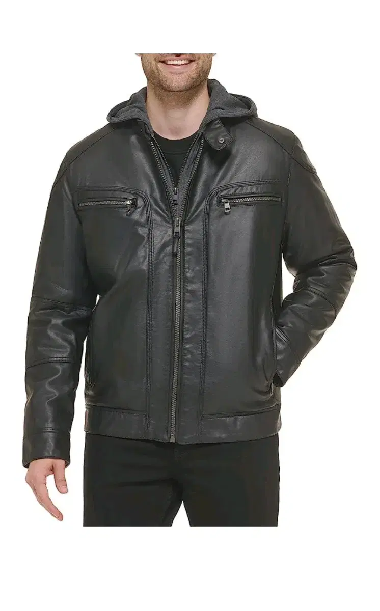 CK Leather Jacket Black L