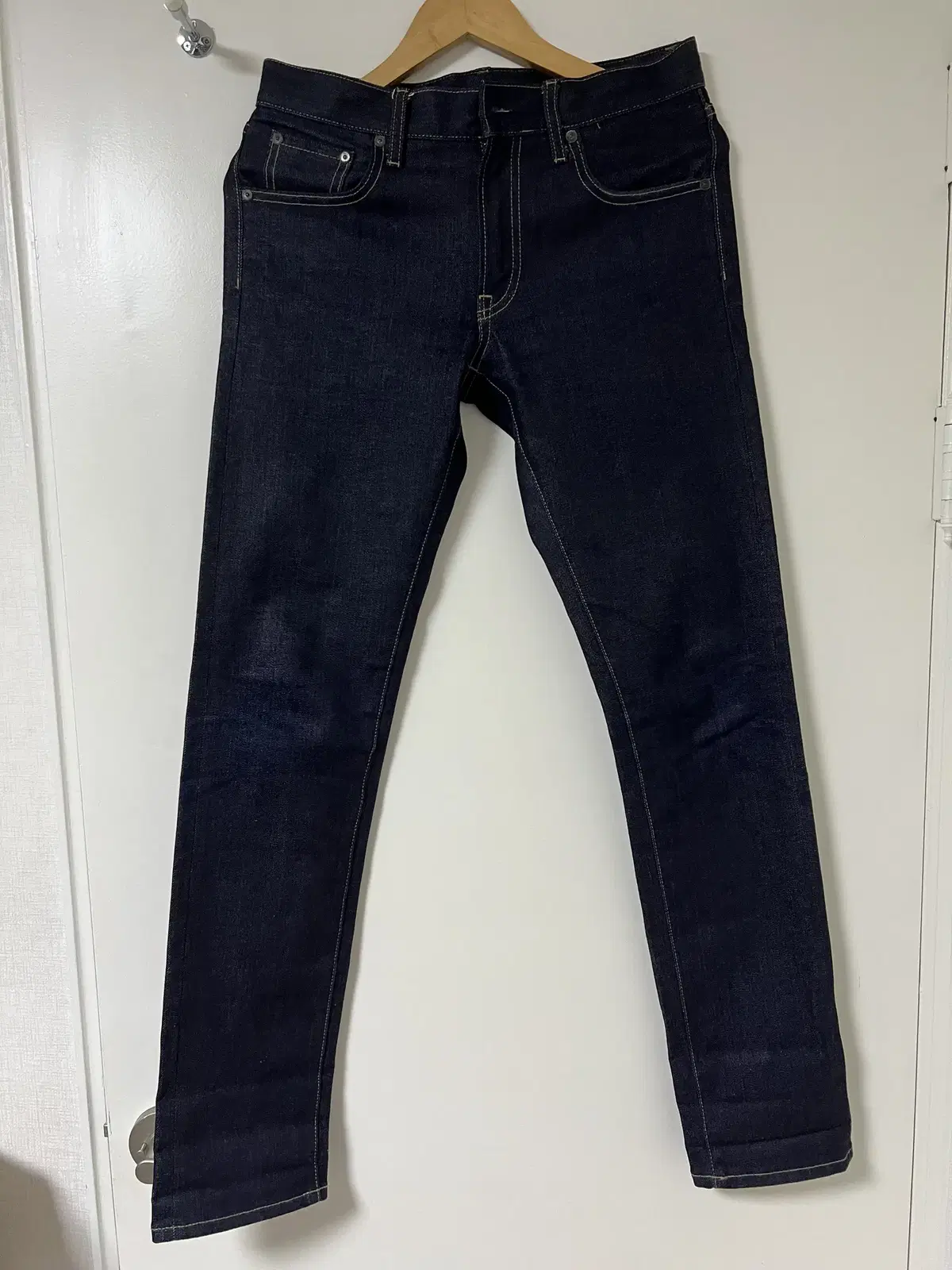 Uniqlo Slim Straight Denim Pants 29 Indigo Raw Edge Selvedge