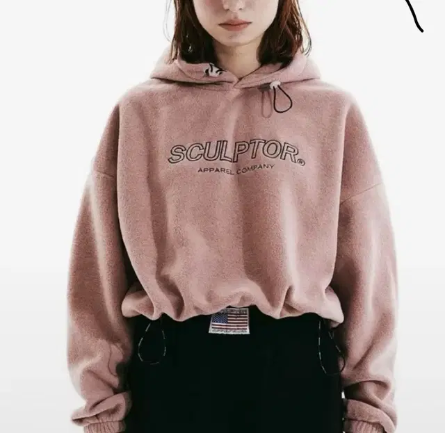 스컬프터 Fleece String Crop Hoodie