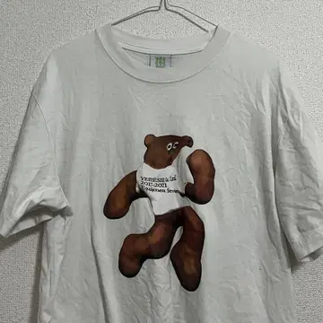 YES EYE SEE 곰 프린트 티셔츠 M 화이트