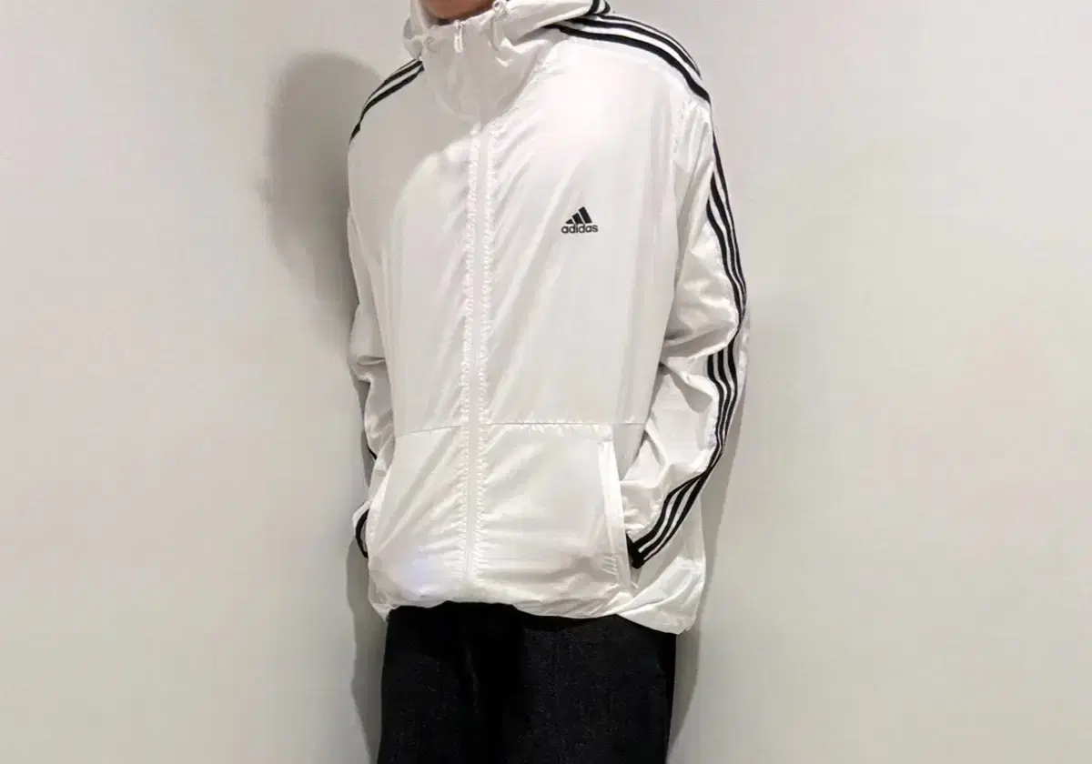 Adidas White Windbreaker Jacket Jumper Goffcore Vintage White Big Sale