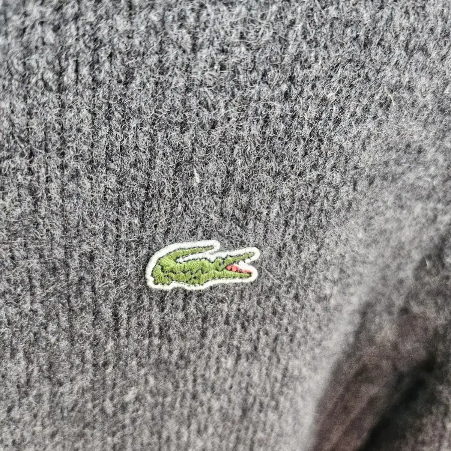 LACOSTE 니트 집업 가디건 모100% 다크그레이 100 L 새제품