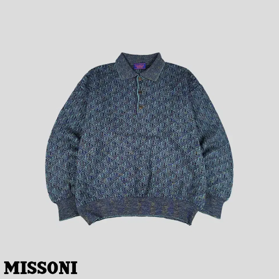 EXAMPLE BY MISSONI 미쏘니 블루톤 다이아몬드 에스닉 니트