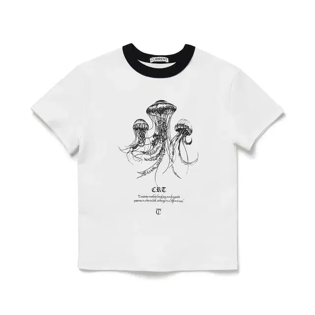 (새상품) 커렌트 jellyfish printed crop tee