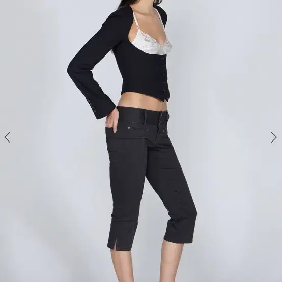 스컬프터 90s Cotton Capri Pants Charcoal