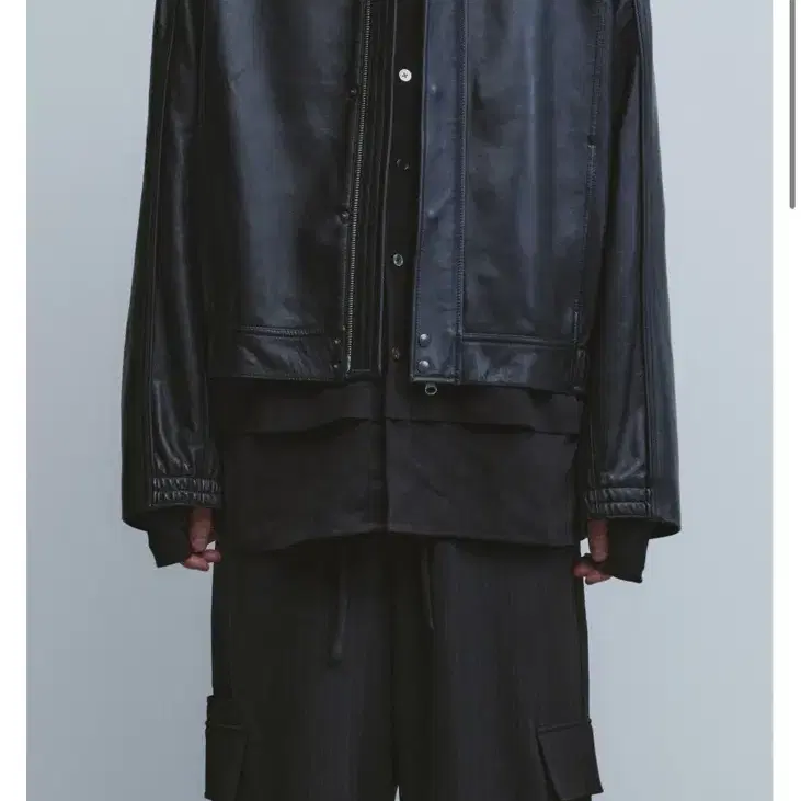 Youth Leather Bomber - Black