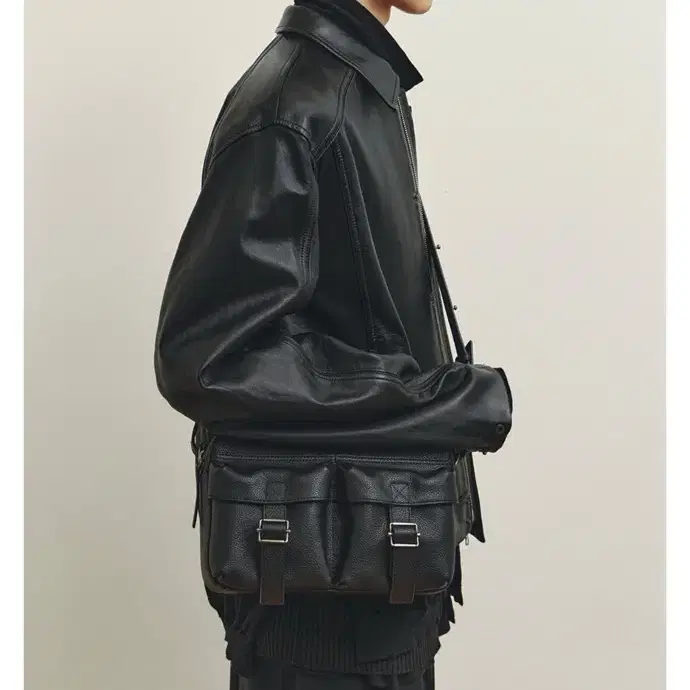 Youth Leather Bomber - Black