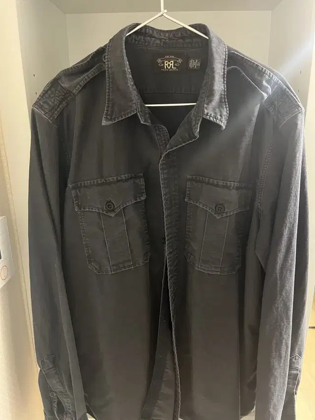 Rrl 더블알엘 블랙 밀리터리 사틴 셔츠 xl