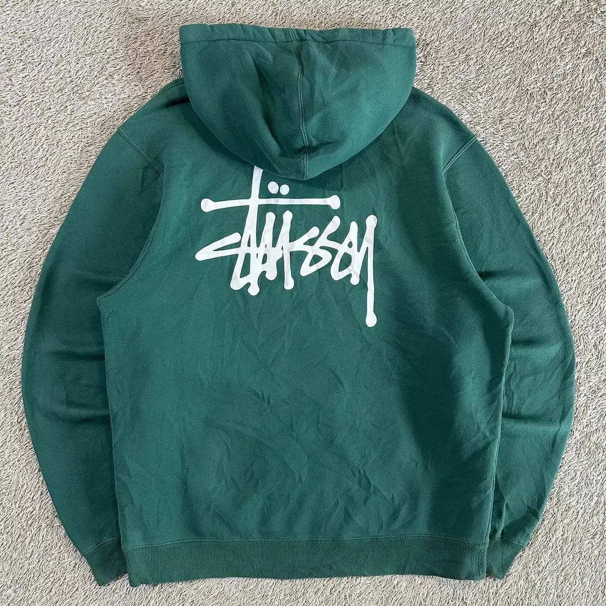 [XL] 스투시 STUSSY 베이직 로고 후드티 그린