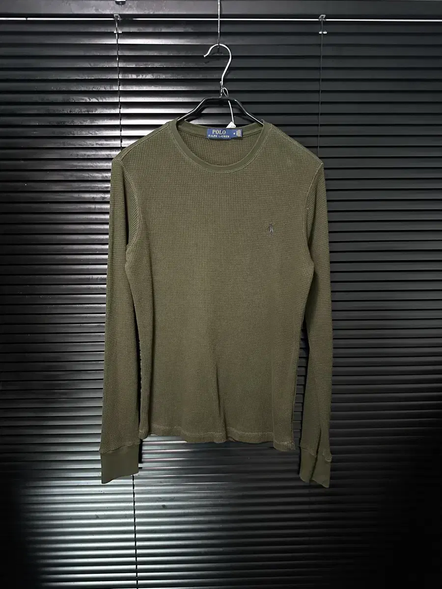 Polo Ralph Lauren Khaki Waffle Knit Long-sleeved T-shirt M 95 Military Workwear