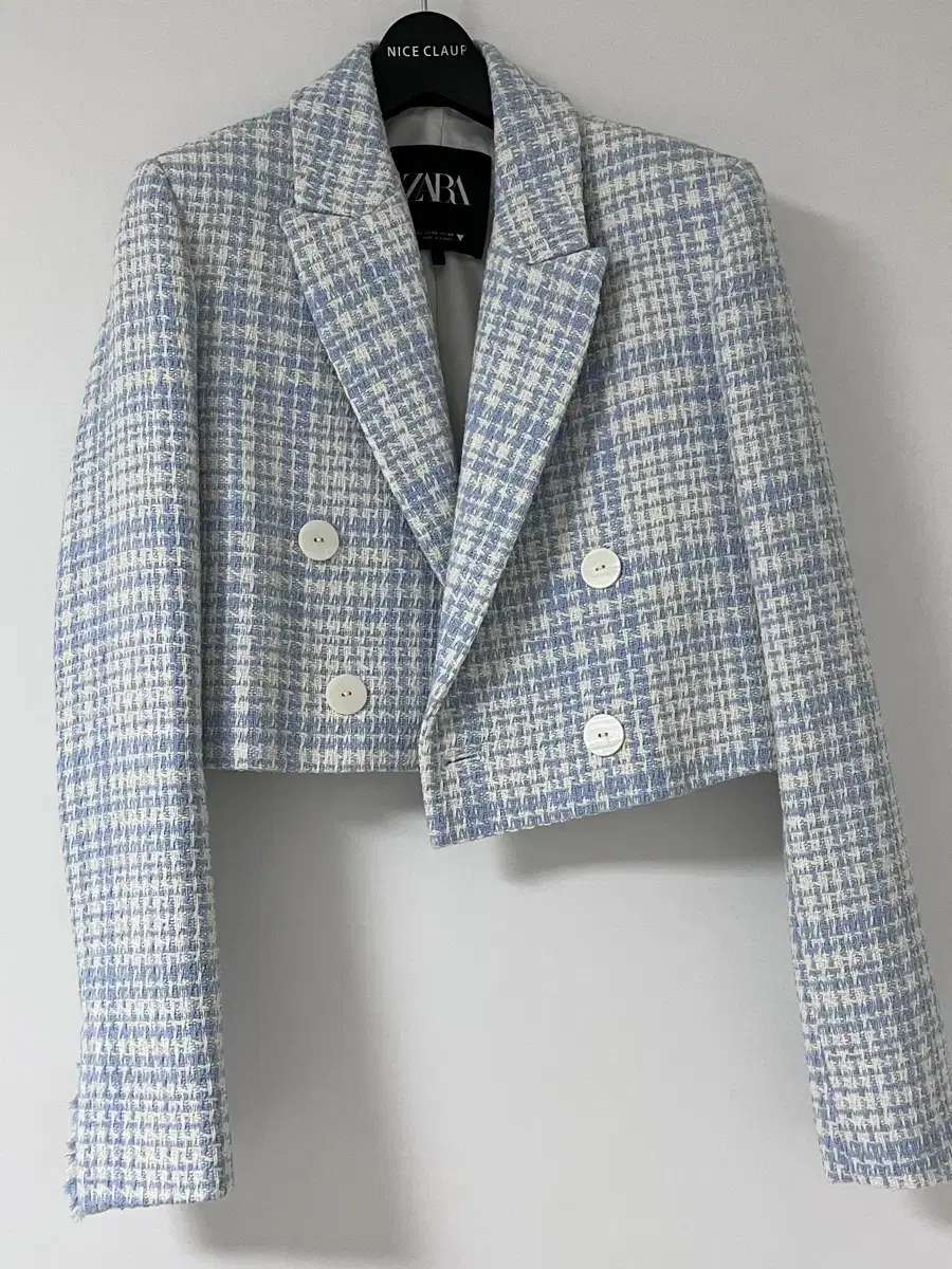 Zara Check Cropped Tweed Jacket