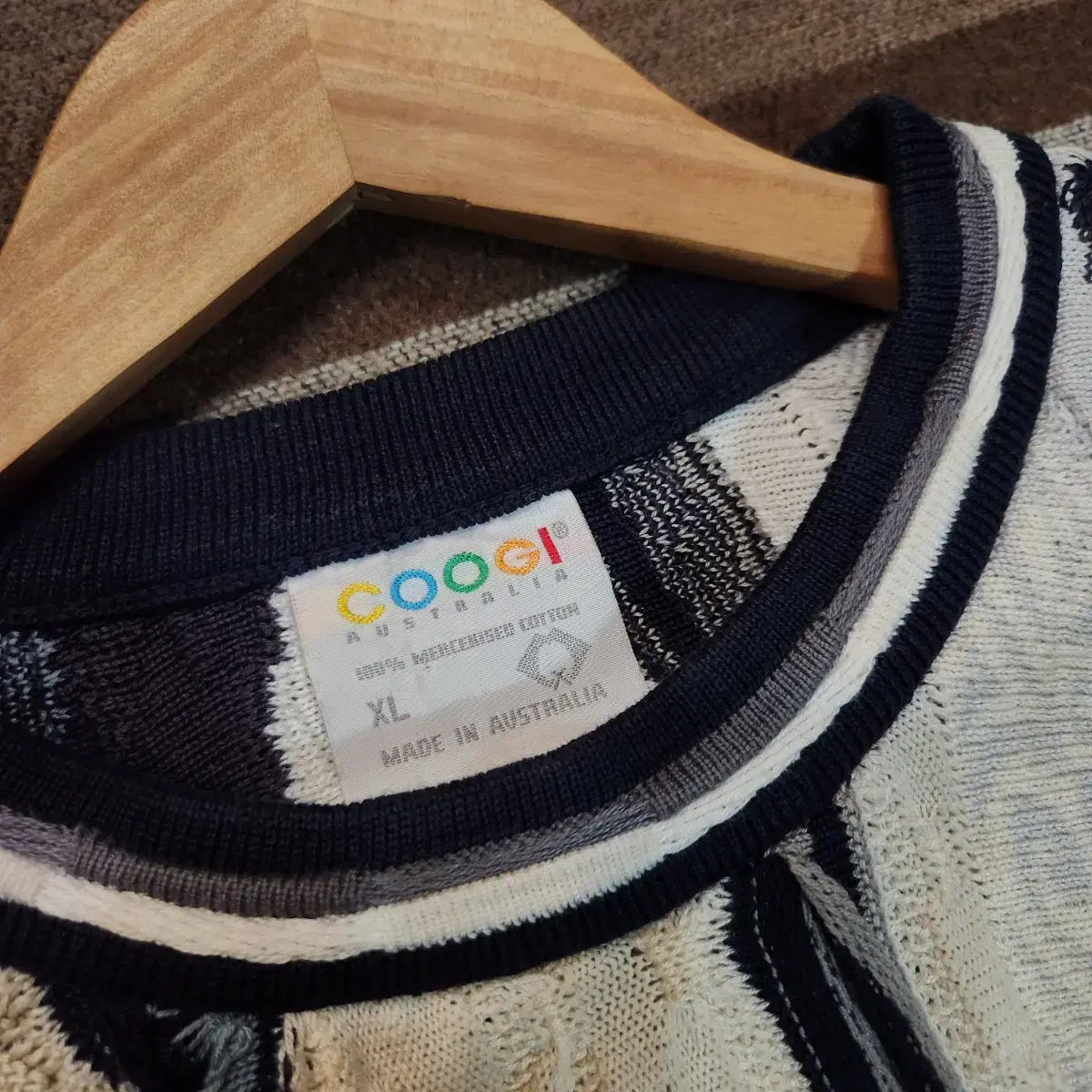 주말할인)COOGI 쿠지 케이블 니트 반팔 XL