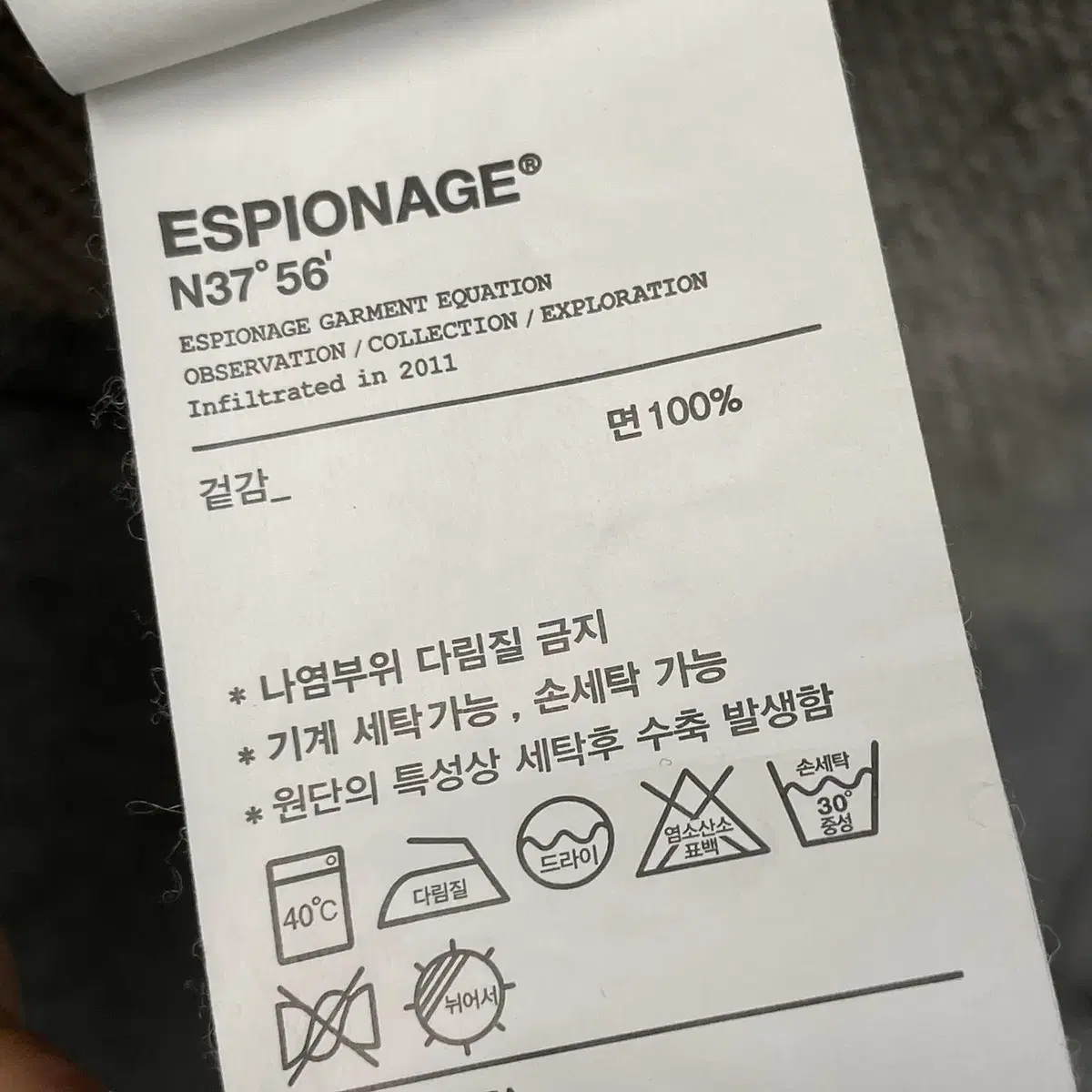 [S] ESPIONAGE 에스피오나지 네이비 후드집업