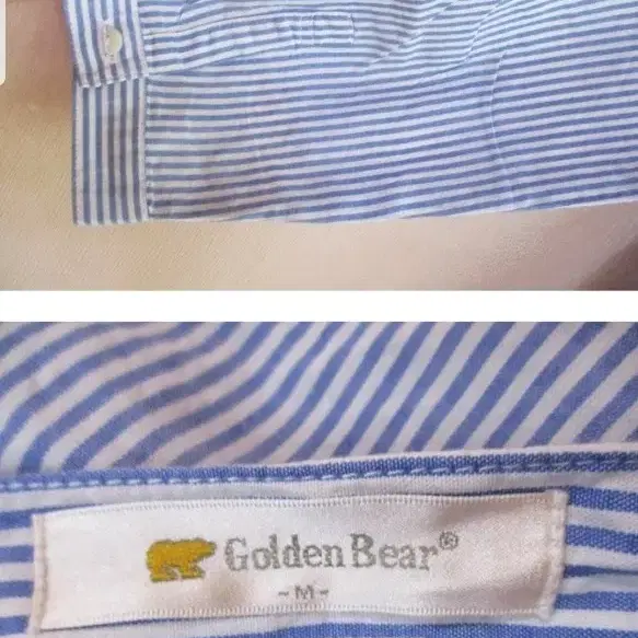 Golden bear 블루 잔줄 블라우스 (면100)