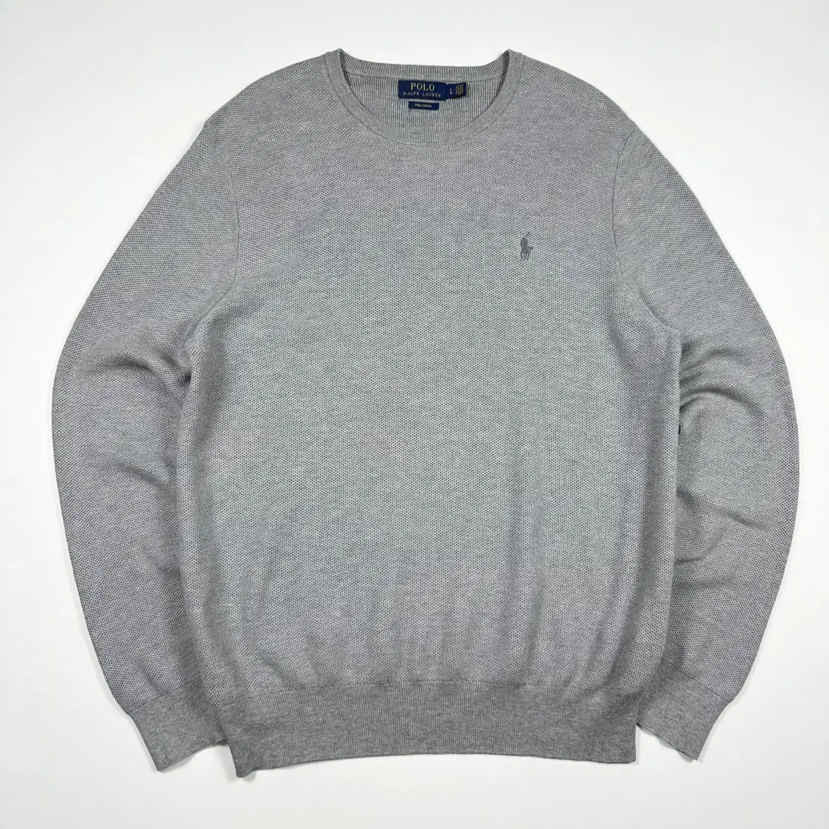 (L) Polo Ralph Lauren Classic Pony Pima Cotton Knit Gray