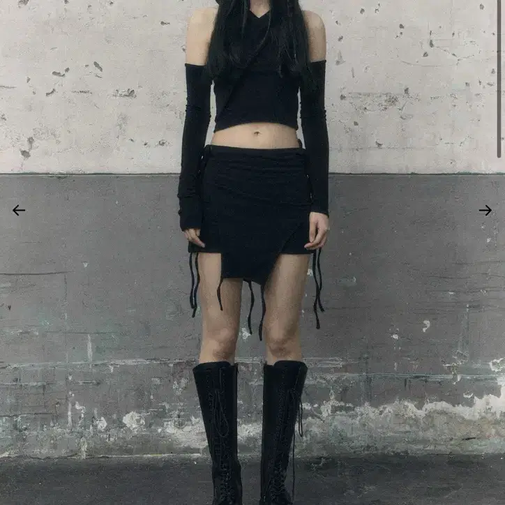 보헤미안서울 CURVED LAYERED SKIRT, BLACK