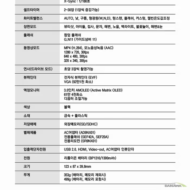 삼성 NX10 미러리스 카메라 + 20-50 렌즈