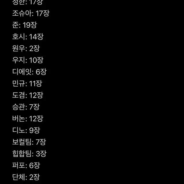 세븐틴 포카 161장 일괄판매