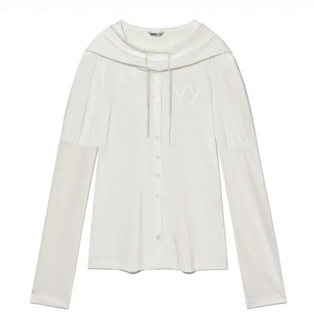 YY HOODED BLOUSE, WHITE