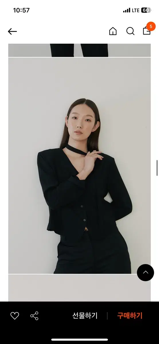 녹섭 타이블라우스 modern ribbon blouse_black