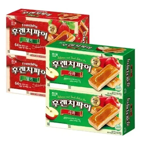 무료배송-해태 후렌치파이 사과+딸기 60개(15개 4곽)