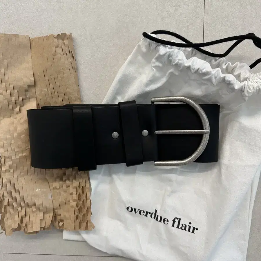 오버듀플레어 cow leather wide belt black