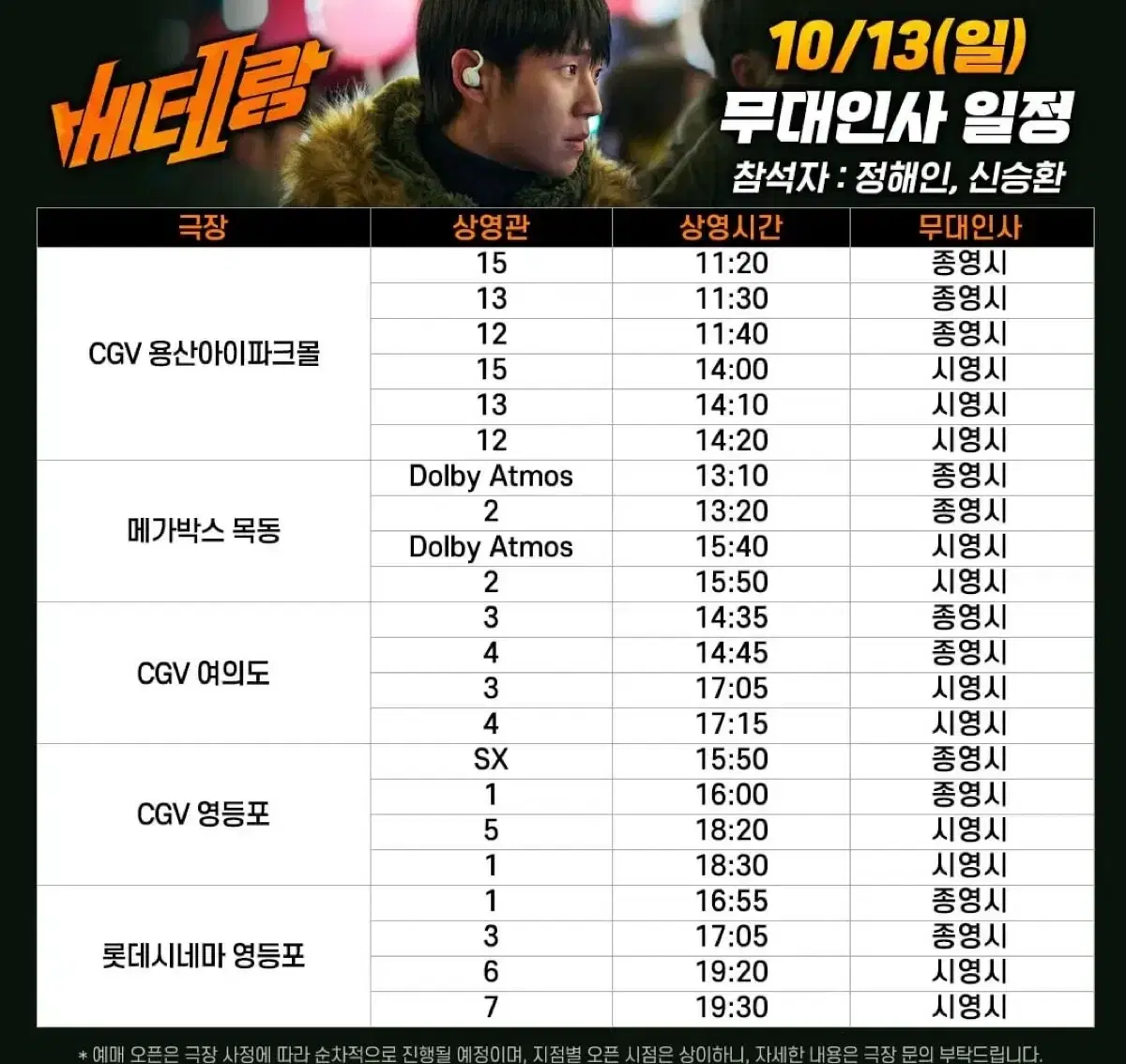 베테랑2 무대인사 13일 영등포 cgv