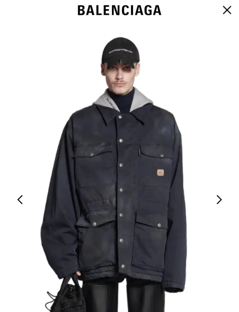 2) Balenciaga Double B Workwear Oversized Parka Navy