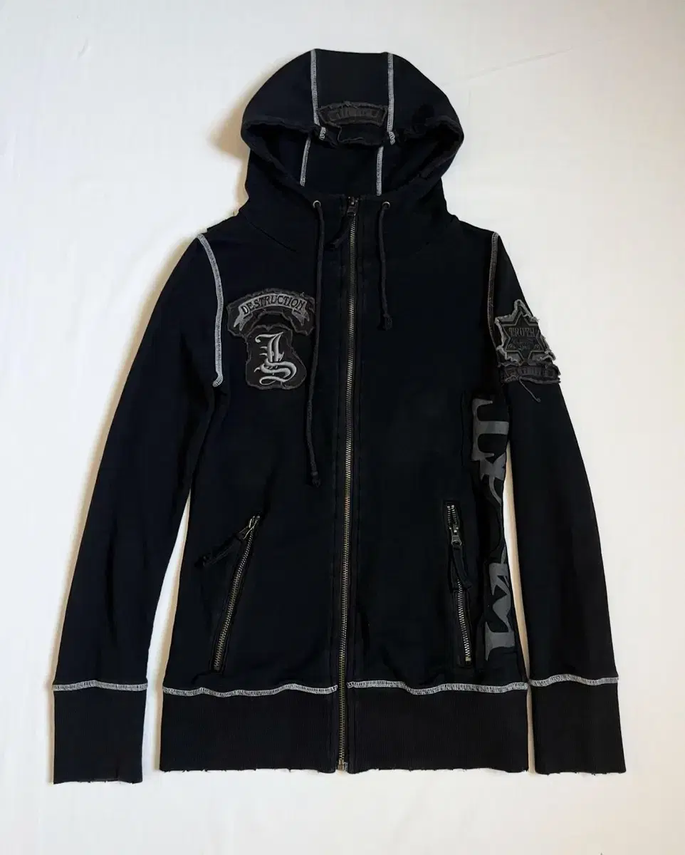 Y2K Embroidered Patch Hood Cutsew