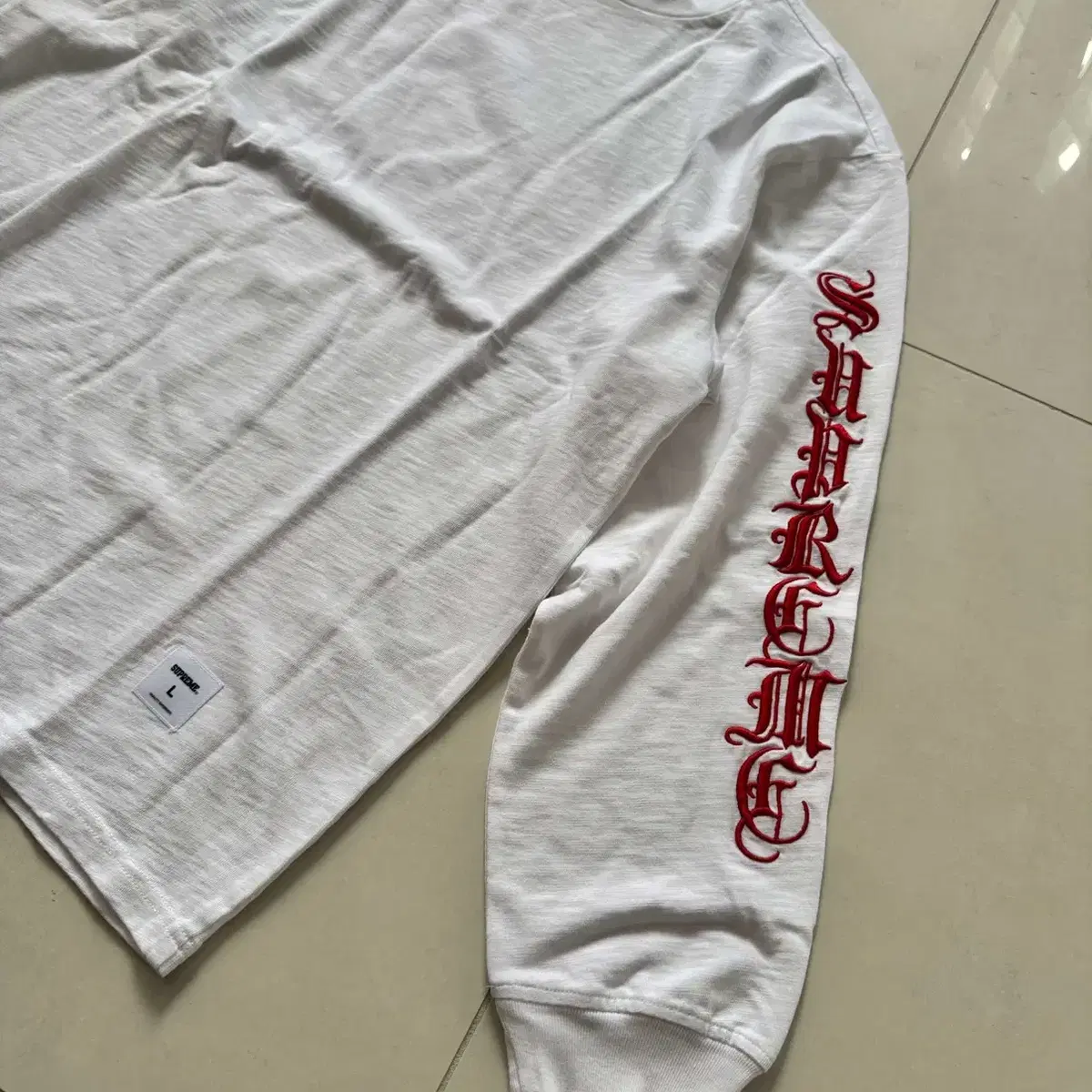 SUPREME 슈프림 logo embro ls tee 로고 엠브로 티셔츠