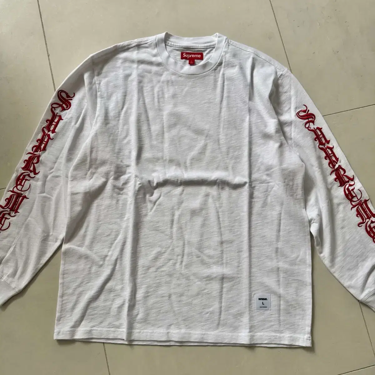 SUPREME 슈프림 logo embro ls tee 로고 엠브로 티셔츠