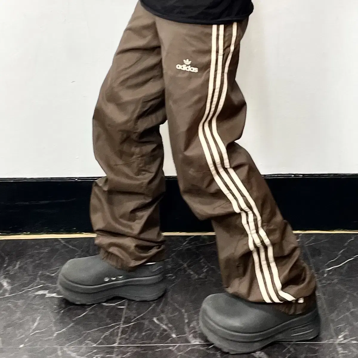 Adidas Brown Samsun Minimal Wide Track Pants