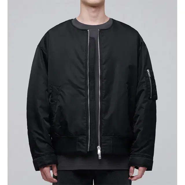 [M] Gentlemen's Standard Collarless MA-1 Bomber Jacket Black