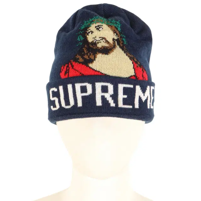 슈프림 SUPREME 13FW JESUS 네이비 비니 모자