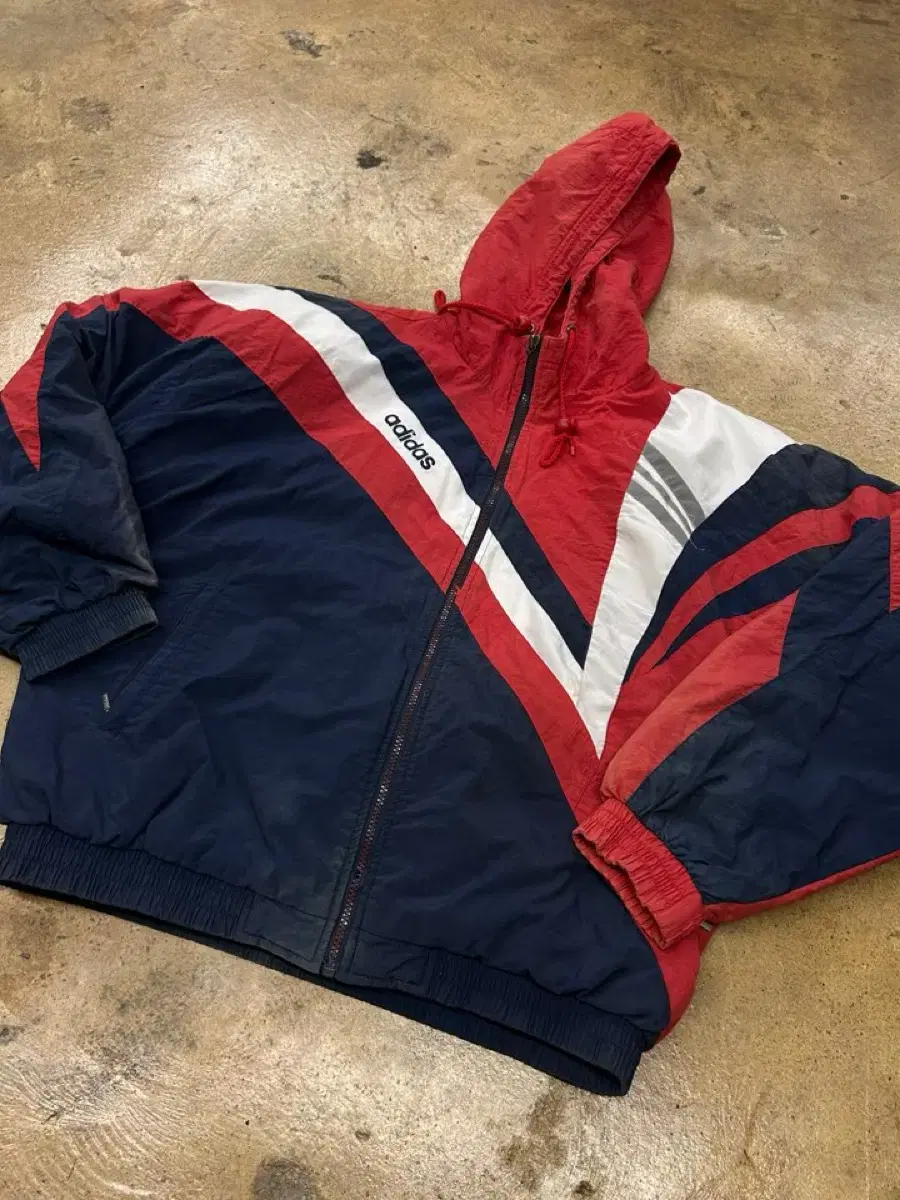 (Genuine/105) AdidasVintageOld SchoolWindbreakerJumperNavy