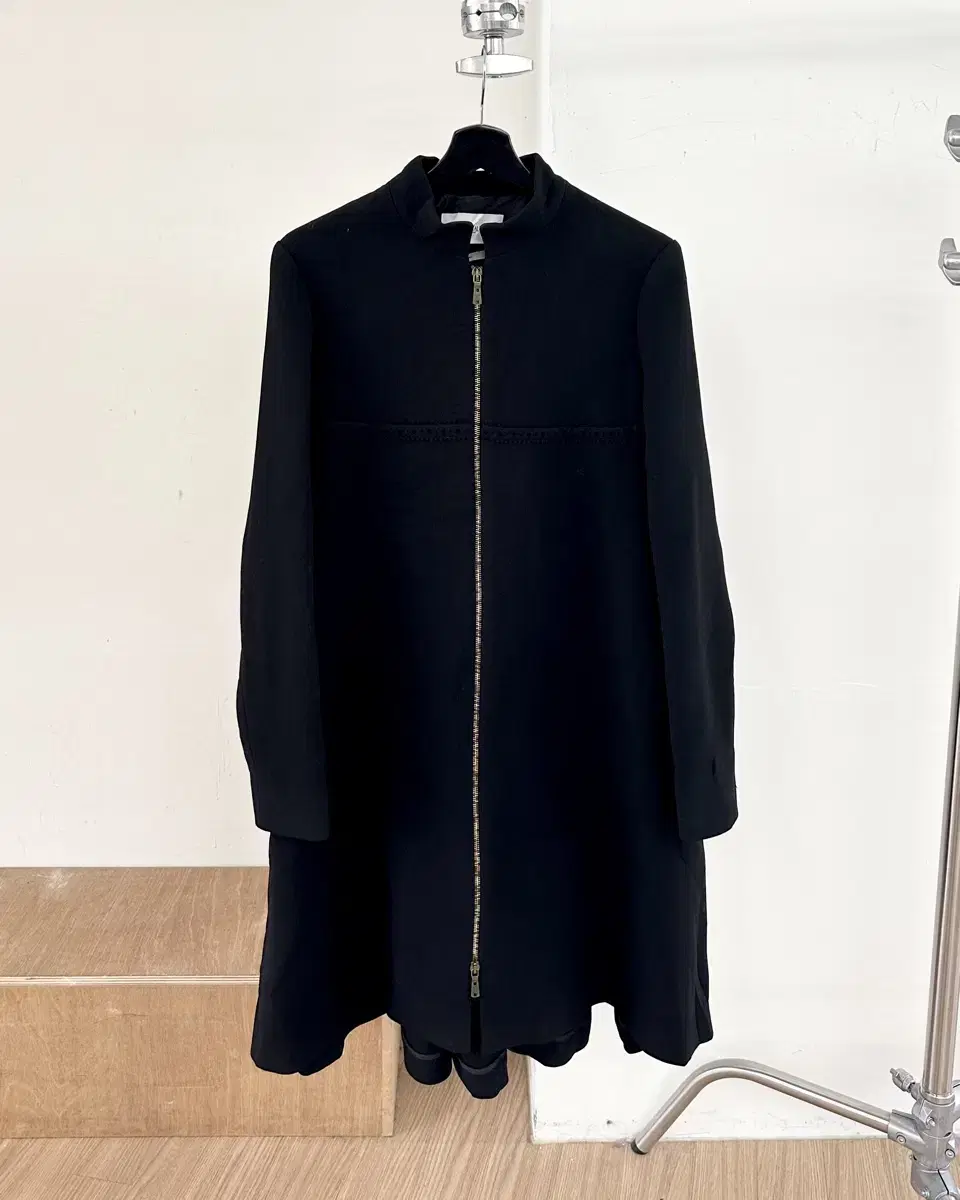 Yves Saint Laurent Black Lana jin fleece wool two-way coat