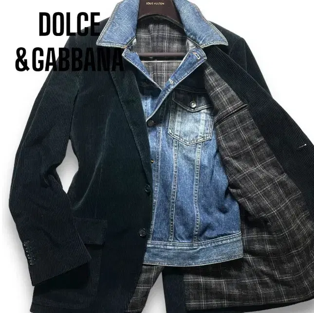 (48) Dolce & Gabbana Denim Layered Corduroy Tailored Jacket