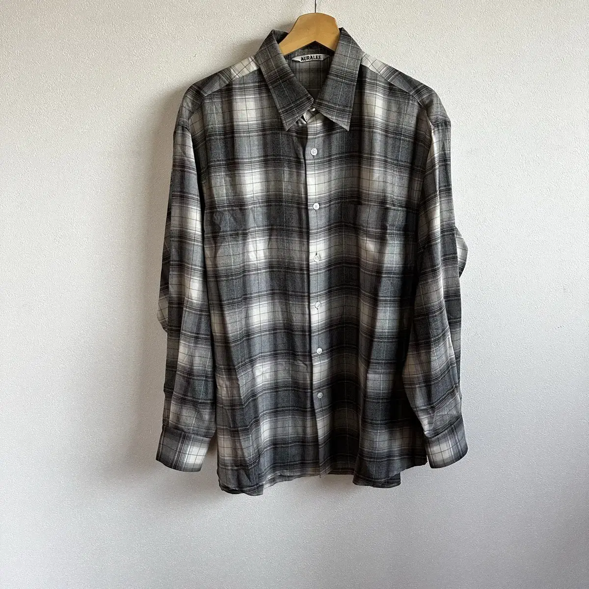 Ollari wool check shirt gray