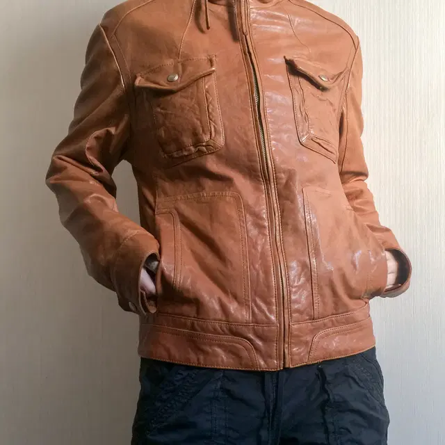 Lamb skin pocket point leather jacket