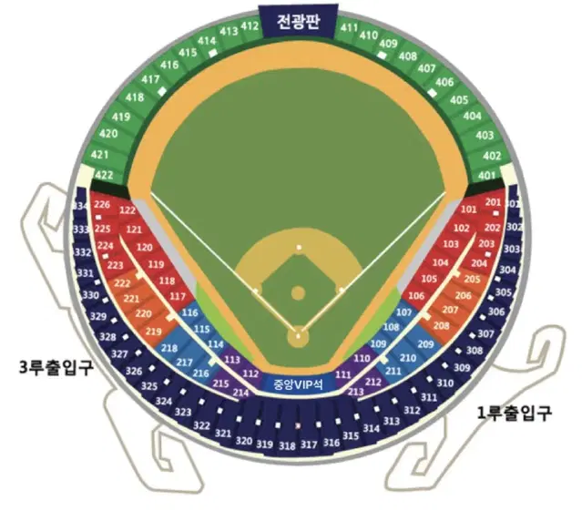 와일드카드 2차전 KT VS 두산 1루 레드 2연석 103블럭