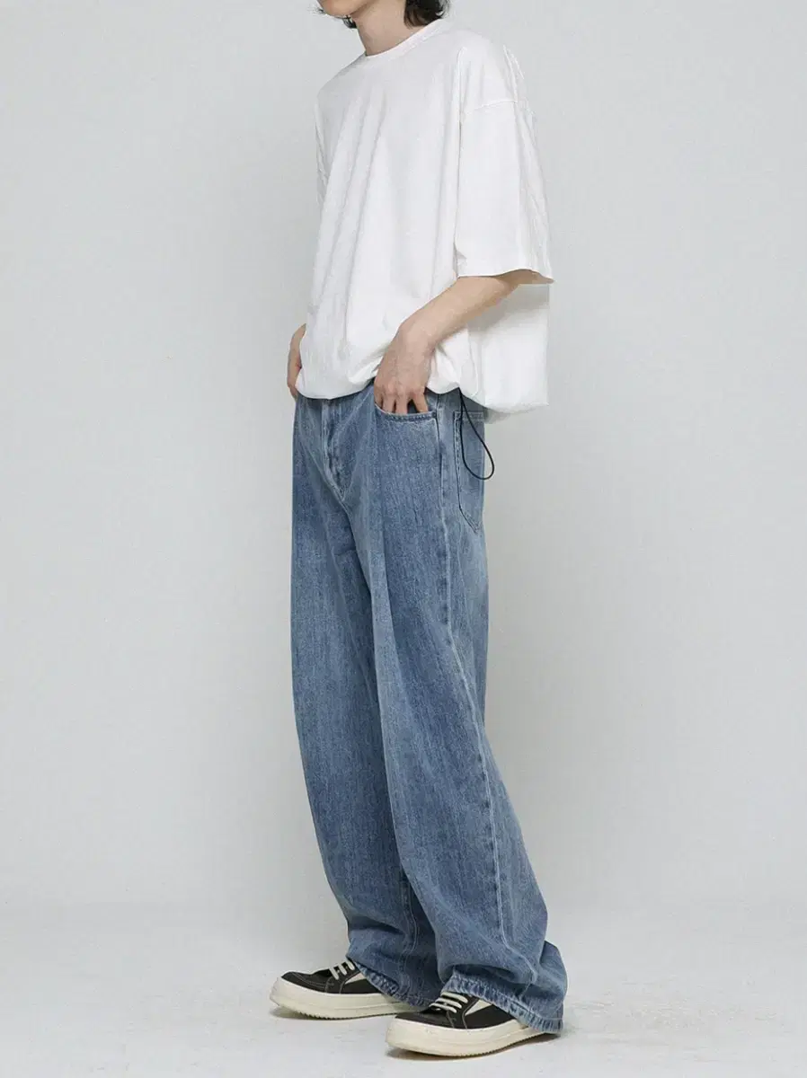 비긴202 One Tuck Wide Slacks Denim Pants