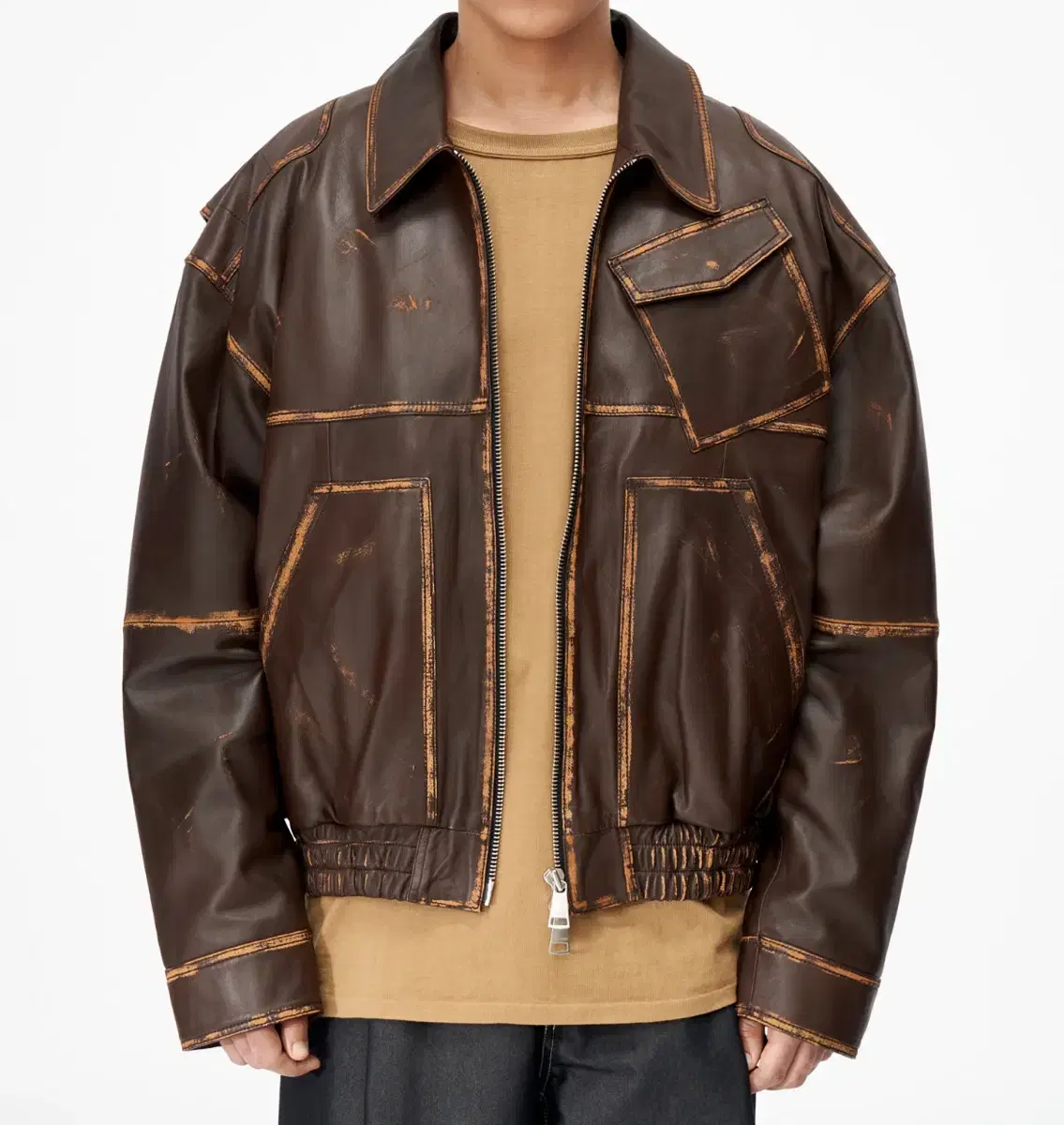 Division Leather Bomber Jacket New