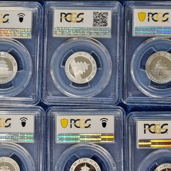 중국 2007년 팬더25주년 3위안 중요 6개년도 은화  PCGS 69