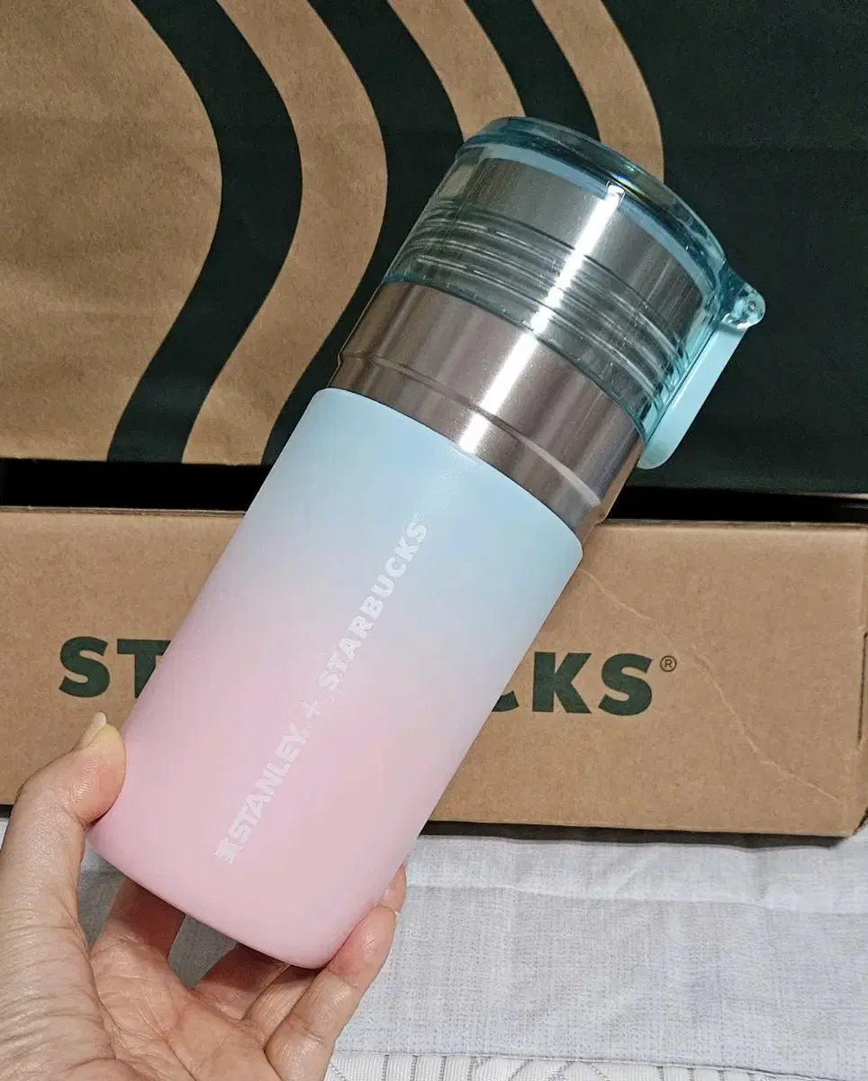 S급)스타벅스 SS 서머 하이드아웃 스탠리 통가 보온병 500ml