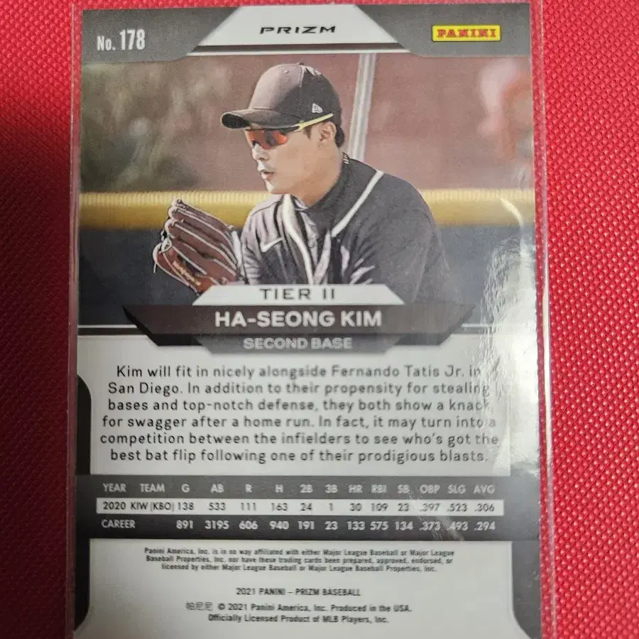 김하성 2021 Panini Prizm 퍼플 프리즘 루키 카드